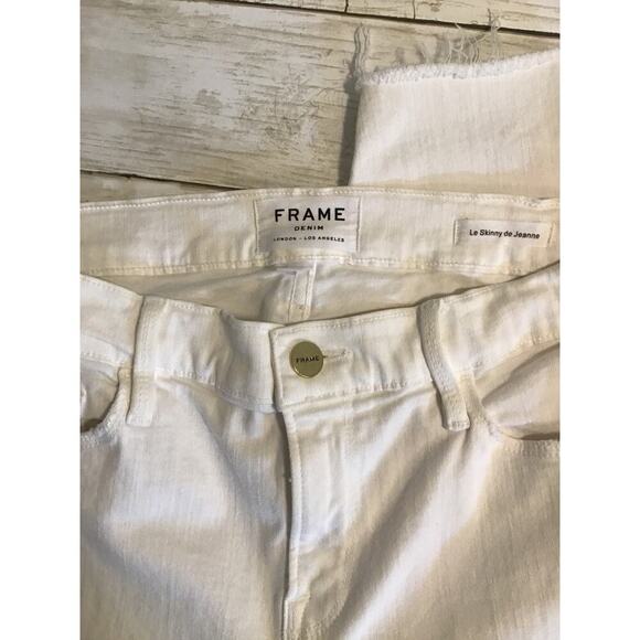 Frame White Denim Frayed Ankle Le Skinny de Jeanne size 29 - Picture 8 of 13